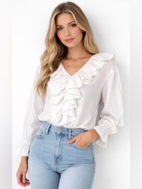 The Pirate Dressing White Cotton Ruffle Blouse Gothic Romantic Cottagecore Boho
